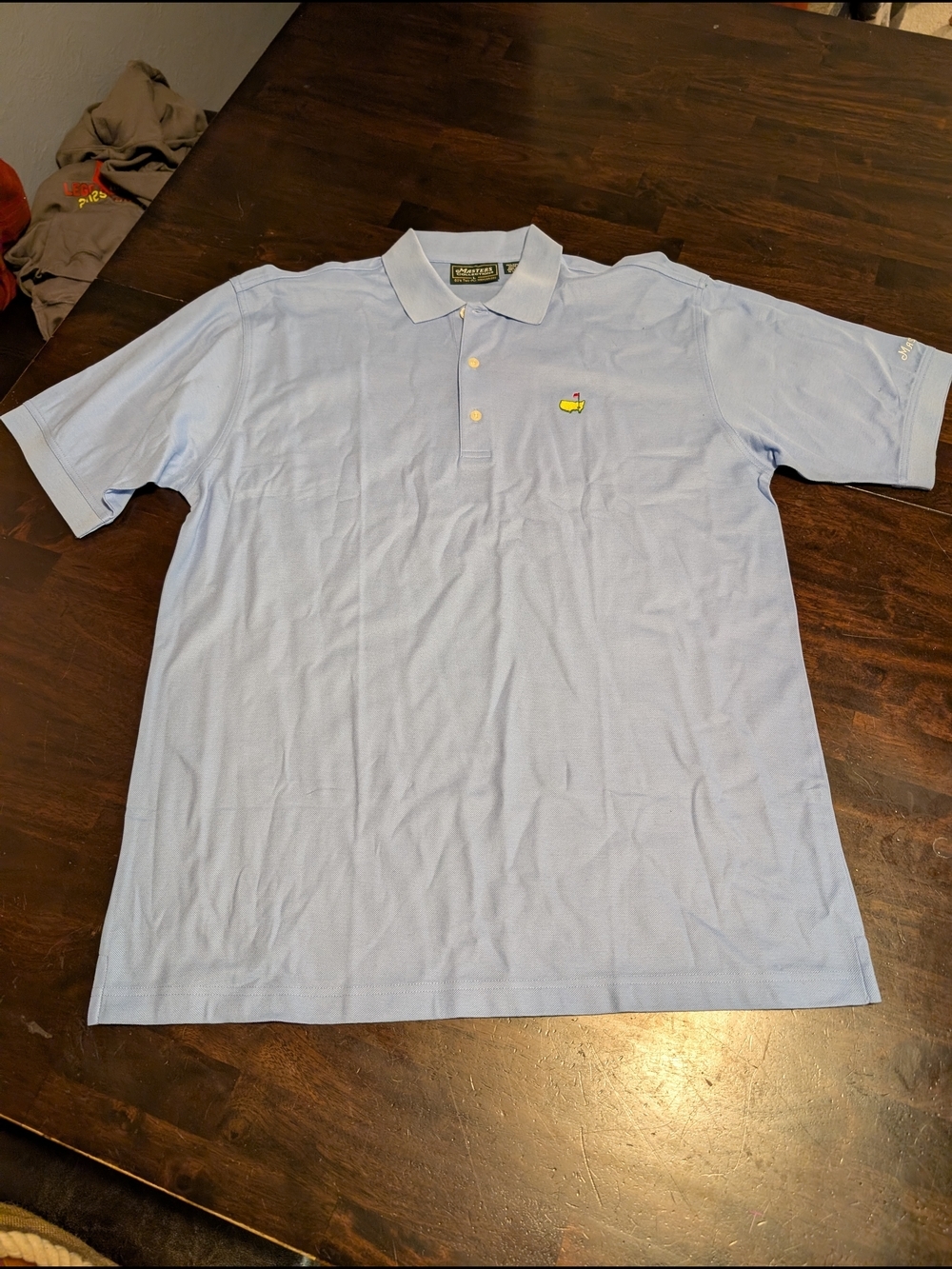 Masters Light Blue Polo with Embroidered Logo, Men's Large